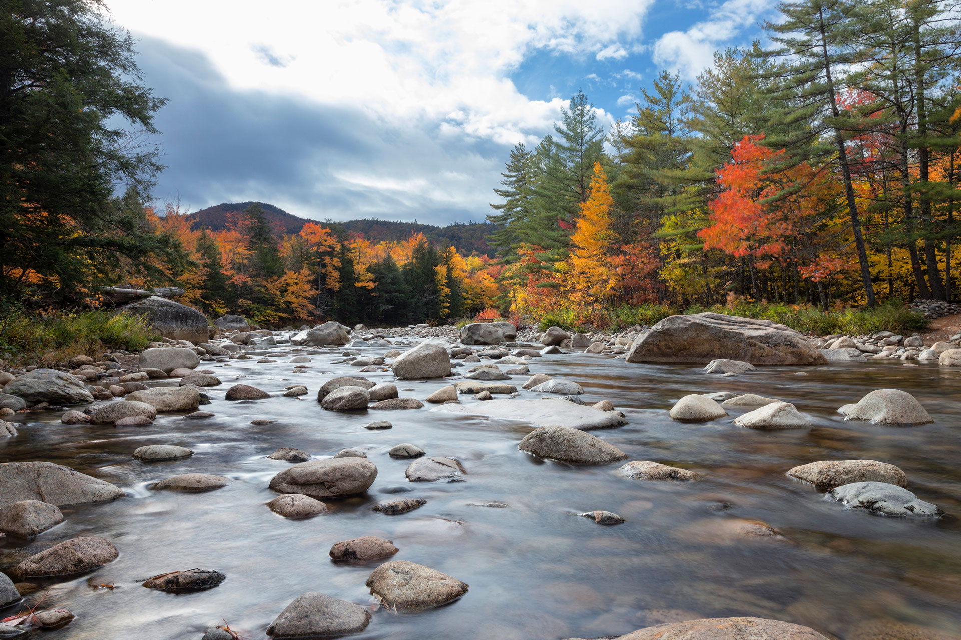 New Hampshire outdoors with stream