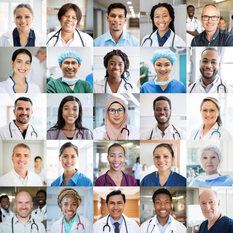 Montage of doctors and nurses in hospitals around the globe. Montage of doctors and nurses in hospitals around the globe.