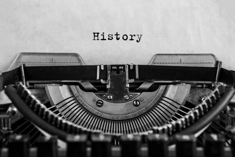 History typed on an vintage typewriter, old paper. History typed on an vintage typewriter, old paper.