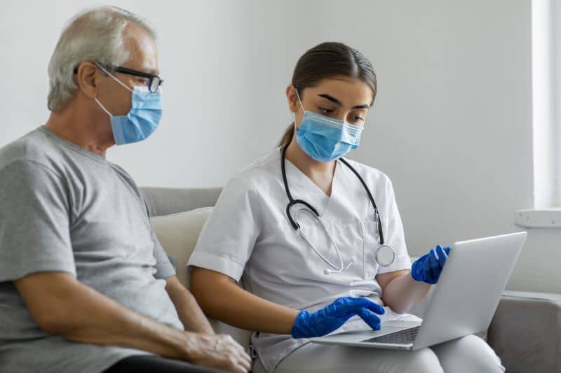 Healthcare worker at home visit Healthcare worker at home visit